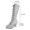 Fashion 8CM Knee High Women Boots Autumn woman shoes Winter Lace Up Vintage Flat Shoes Sexy Steampunk Leather Buckle Ladies Snow Boots