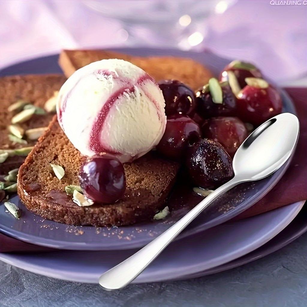 Set of 4 Stainless Steel Spoons - 6.7" Mirror-Polished, Dishwasher Safe for Coffee, Ice Cream.