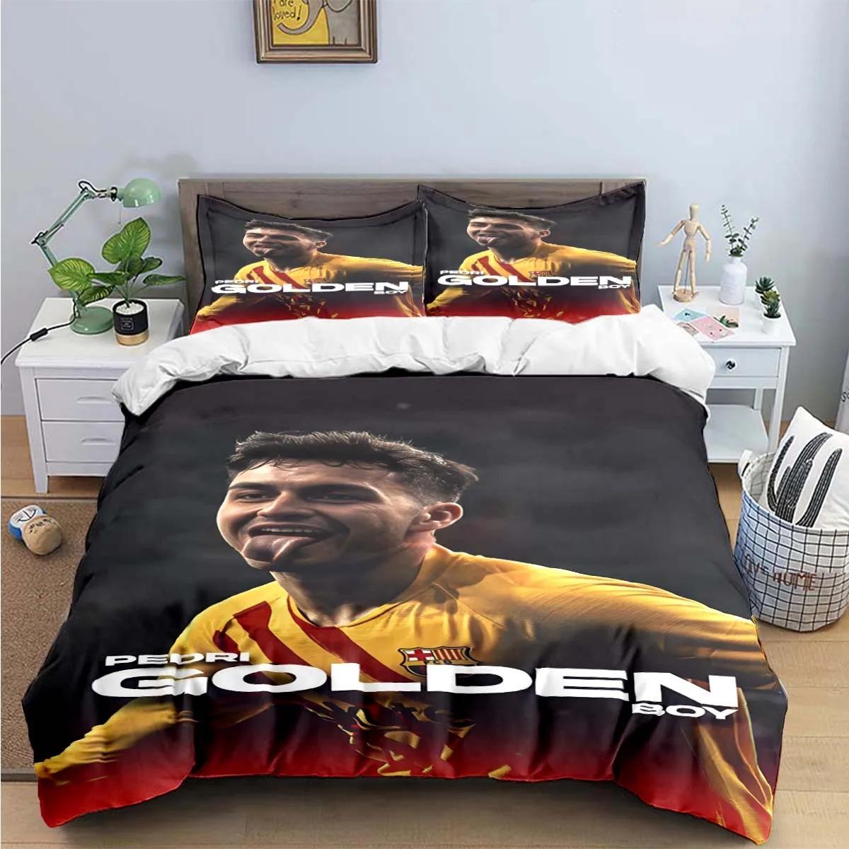 HOT Mode Espagne Étoile du Football P-Pedri Housse de couette Taie d'oreiller Ensembles de literie Adulte Garçon Fille chambre Simple Double Grande Taille 135×200cm