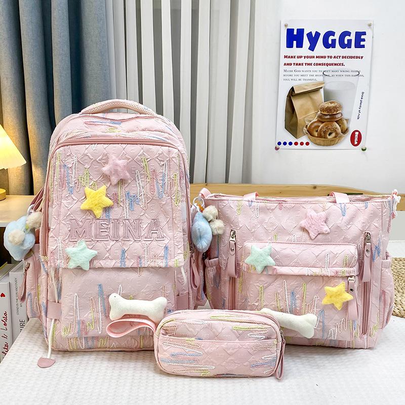 Children's schoolbag, primary school students, girls, junior high school students, two-piece set, high-value backpack, fashionable backpack.