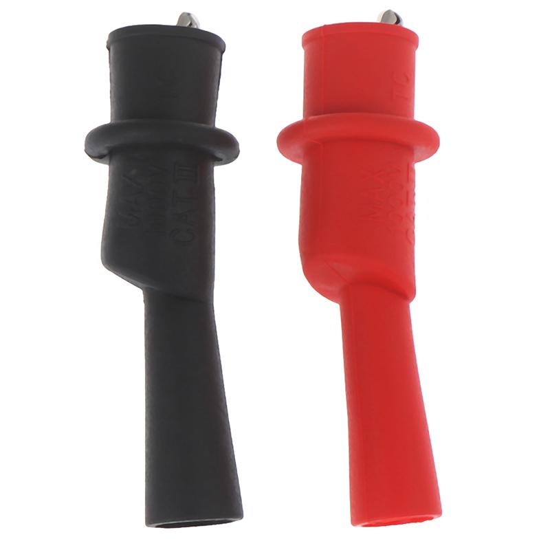 2Pcs Insulated Multimeter Test Lead Meter Alligator Clip Crocodile Clamp Probe