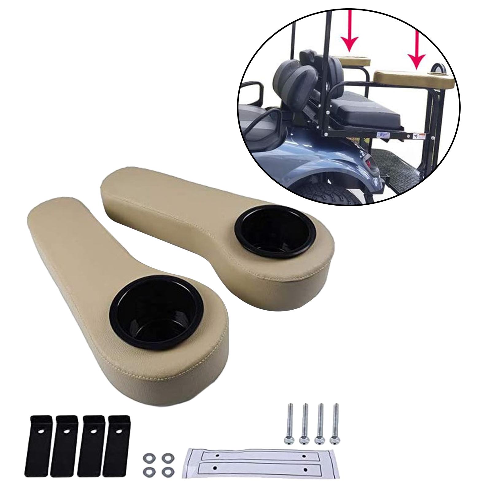 

Set of 2 Golf Cart Rear Seat Armrest Cushion w/Cup Holder for коричневый