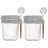 1/2Pcs350ml Overnight Oat Cup Glass With Lid And Spoon Seal Food Breakfast Cup Portable Cereal Milk Salad Yogurt CupKitchen Item