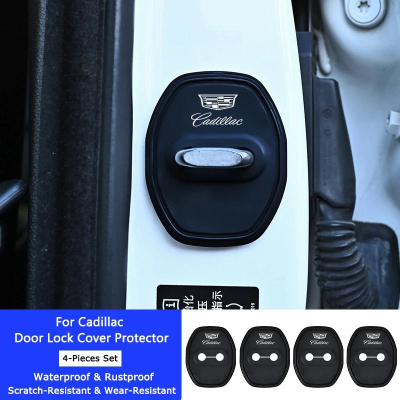

4Pcs Silicone Car Door Lock Cover Protector Shock Absorption Noise Reduction for Cadillac CT5 ESCALADE CTS ATS Car Accessories чорний