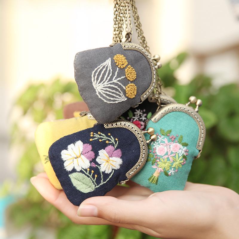 Lu Embroidery Necklace & Coin Purse DIY Kit - Handmade Gift for Girls