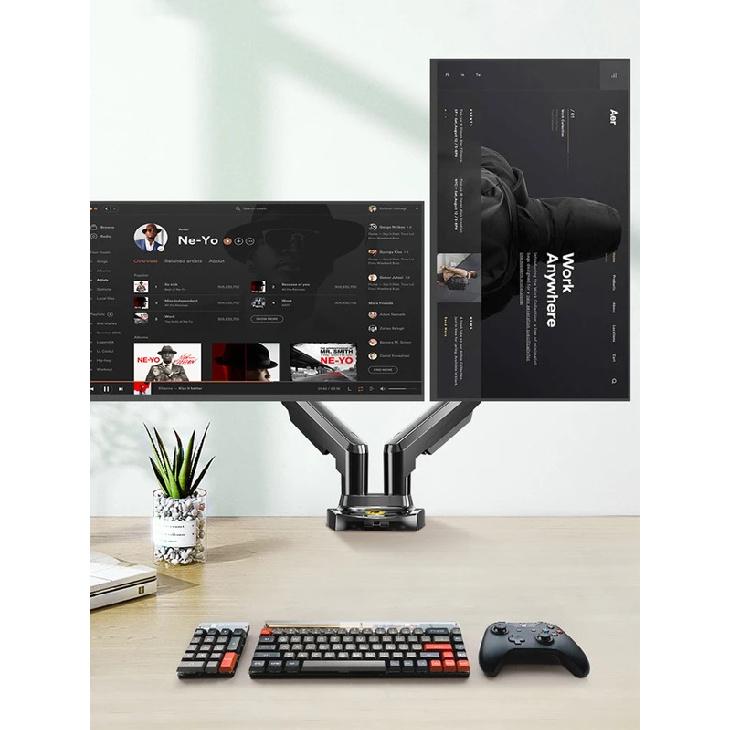 Desktop NB F160 + FP-2 Gas Spring Dual Arm for 17"-27" Monitor Holder + 10"-17" Laptop Support Air Press Mount Stand Load 2-9kg