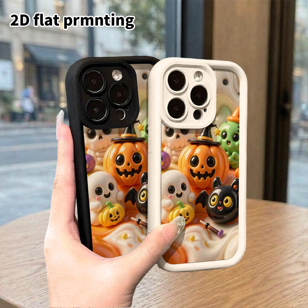 Phone case: 2D flat, suitable for iPhone 18 17 16 15 14 13 12Pro protective case, pumpkin little monster, perfect holiday gift for Christmas and Hallo