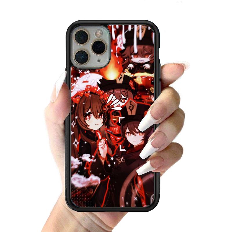 Genshin Impact Anime Phone Case Silikonové PC+TPU pouzdro pro iPhone 11 12 13 Pro Max 8 7 6 Plus X SE XR Hard Fundas