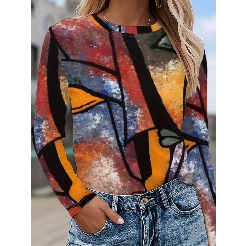 Camiseta de Manga Larga con Estampado 3D Navideño para Mujer Cuello Redondo Manga Larga Otoño Ropa de Animales Ropa Regalo Festivo Camiseta de Moda para Fiesta