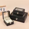1 Stück Schwarze PU-Leder-Uhrenbox Vitrine Organizer Mit Glasdeckel mit Rahmen Und Herausnehmbarem Kissen Für Männer Und Frauen