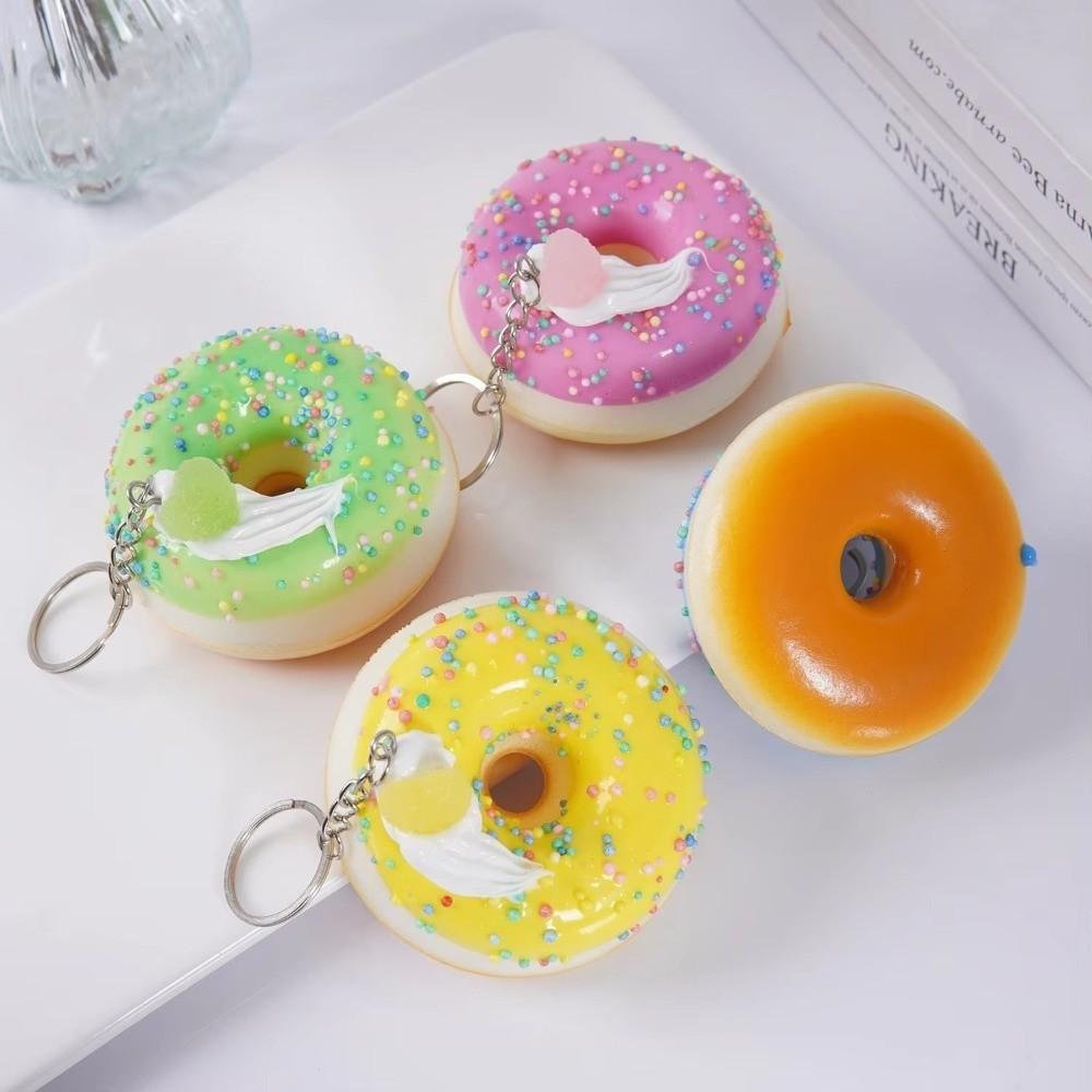 Quick Rebound Donut Bread Squeeze Toy Keychain Simulated Food Slow Rebound Keyring New Year Gift