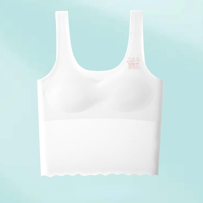 

Нижнее белье из ледяного шелка без следов, тонкая майка без стальных колец, летняя удобная майка для девочек, период развития, нижнее белье, бюстгальтер M белый
