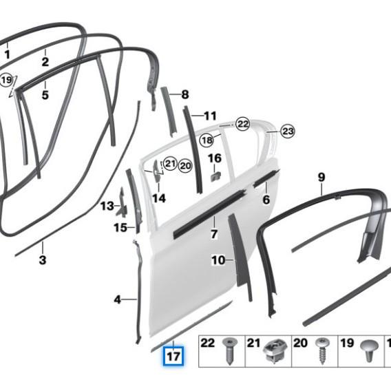 51137465551/552 Türverkleidung hinten für BMW 7er G12 LCI, Cerium Grau