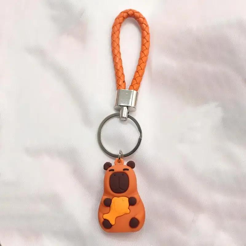 1PC Cartoon Capybara Plush Keychain Kawaii Backpack PVC Pendant Decoration Keyring Accessories Anime Lover Gifts