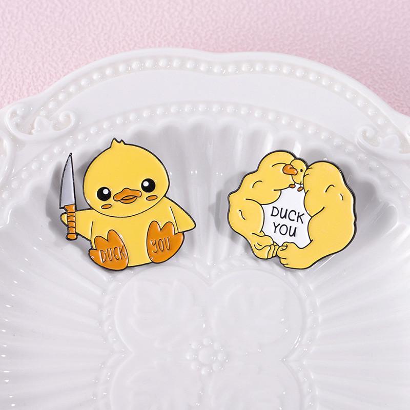 Cheerful Duck Yellow Brooch Playful Cartoon Animal Pin For Individual Style