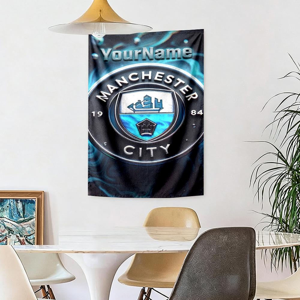 Manchester City Custom Your Name Wall Decor Tapestry Art For Pet Memorial Birthdaywedding Party Backdrop Family Gift