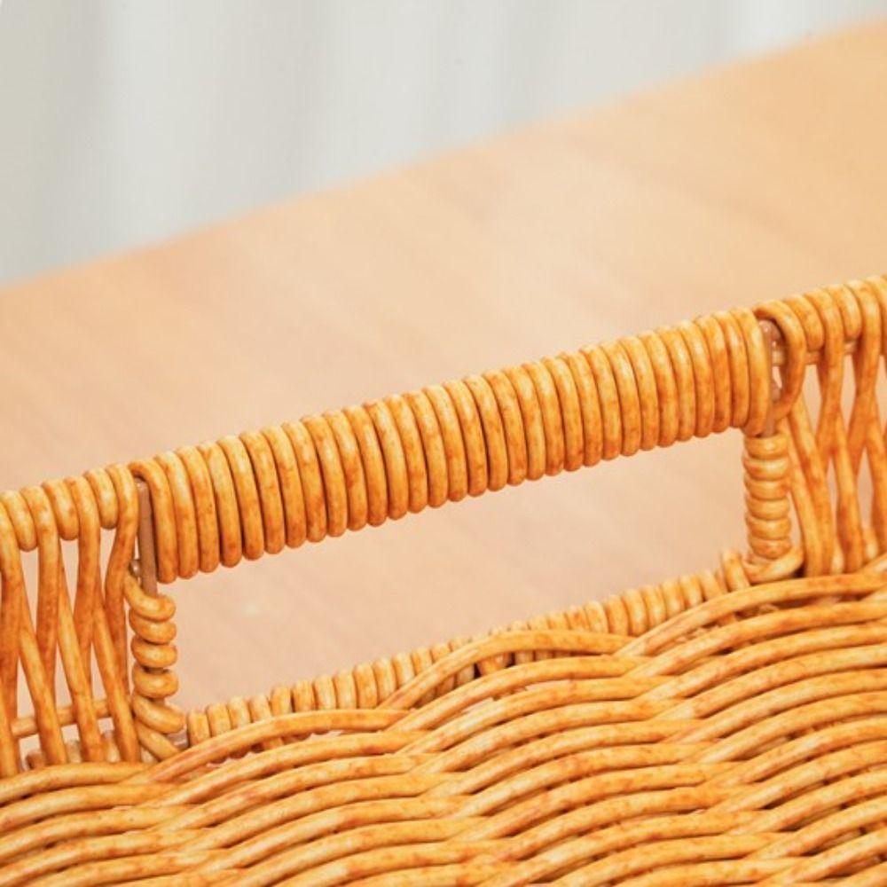 Khaki Bread Fruit Vegetables Basket Hardness Restaurant Serving Tabletop Display Rattan Basket