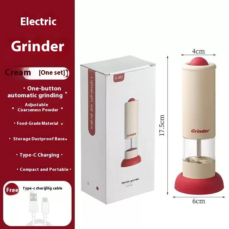 Бытовая электрическая мельница для перца Кухонная свежемолотая приправа Морская соль Перец молотый Черное зерно Сычуаньский перец Мельница бежевый