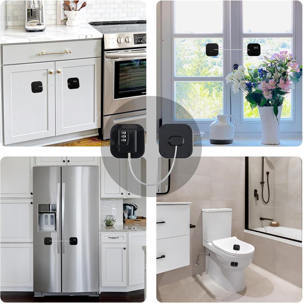 Combination Refrigerator Lock - Resettable Code Fridge Lock for Kids, Adults, Heavy Duty Child Safety Locks for French Door Fridge, Freezer, Cabinet,