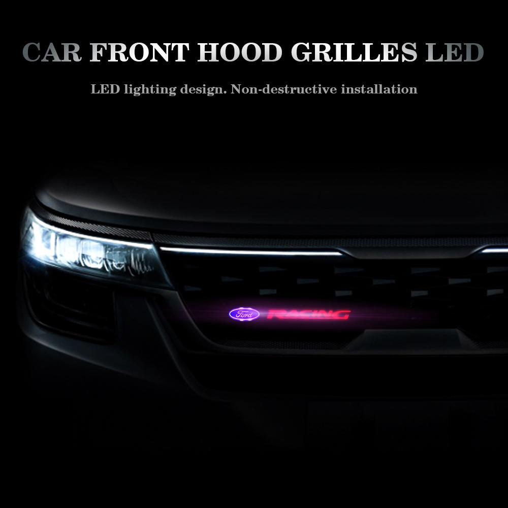 ABS Car Front Hood Grille LED Light For Ford Focus Mk2 Mk3 Fiesta Tuning Accessories Mk7 Ranger Mondeo Mk4 S-MAX Kuga Mustang