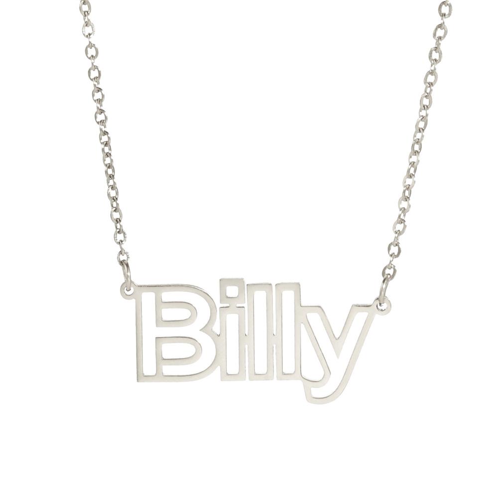 

Personalized Name Necklace for Women Men Stainless Steel Pendant Hollow Nameplate Choker Jewelry Customized Necklaces 2026 Trend 45cm
