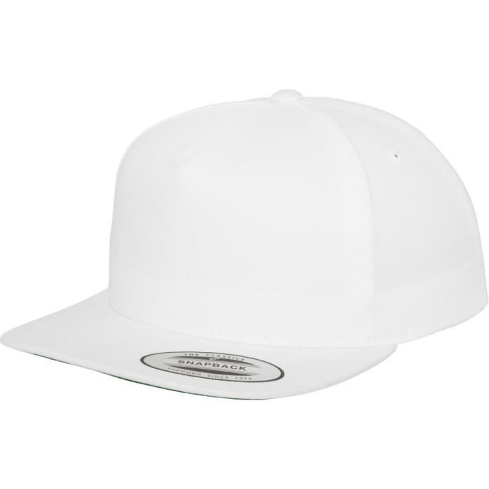 Casquette Snapback Flexfit Classic 5-Panel - Blanc - Adulte - Mixte