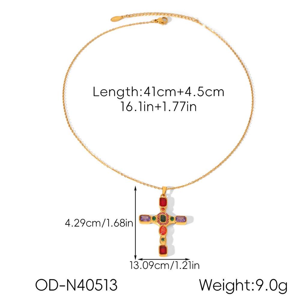 Heiß verkaufende französische Edelstahl-Kreuzkette mit Zirkon- und Perlenanhänger