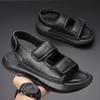 Fashion Solid Color Leather Sandals for Men 2025 Summer New Designer Platform Sandals Male Fashion Casual Outwear Beach Shoes Man