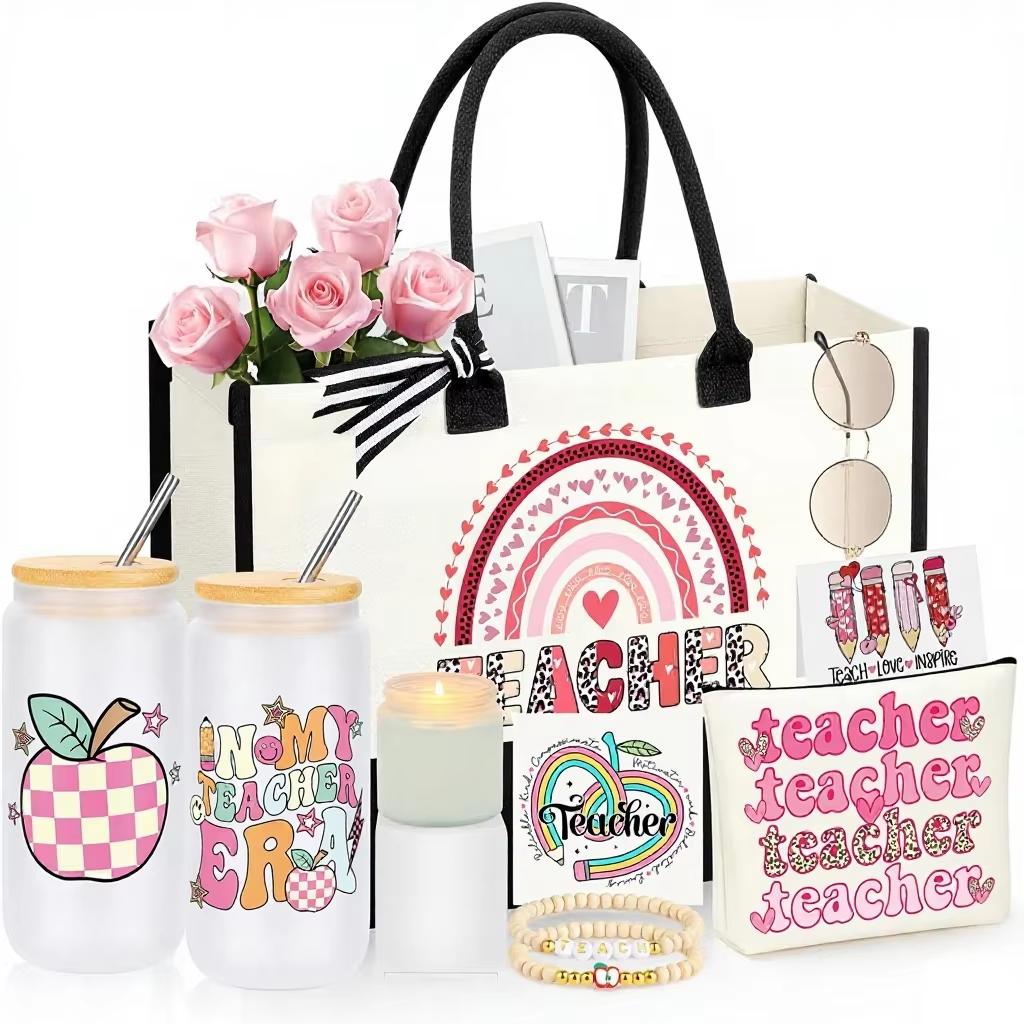 Teacher Appreciation Gifts for Women-End of Year Thank You Christmas & Retirement Basket Set 6 Teacher gift set розовый