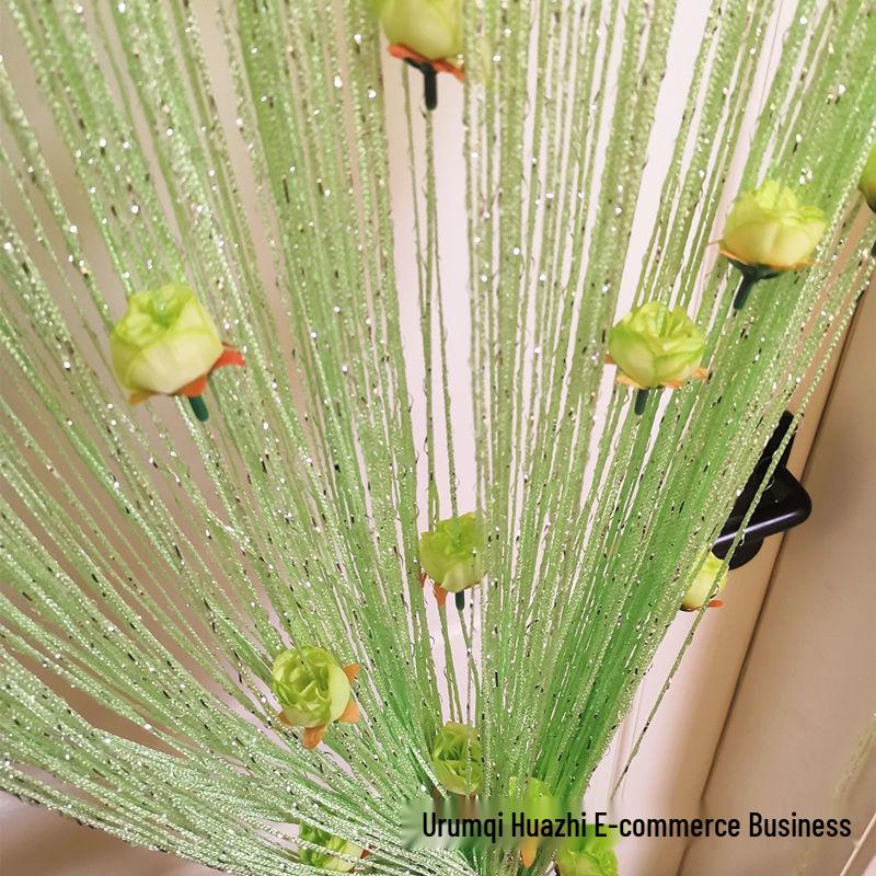 

Трансграничная розовая нитяная штора с серебряной нитью - Зашифрованная цветочная перегородка (1*2) для Дверных проемов 1m x 2m Rod Pocket