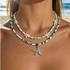 Summer hot-selling bohemian style starfish series multi-pendant beaded rice bead necklace beach style necklace women