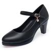 6.5cm Breathable Fashion Soft Leather Silver Red Wedding Shoes Woman Med Block Heels 2025 Platform Pumps Women for Office Mom