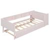 Low Bed 90*200cm, with Pull-out Bed, with Desk, Three Shelves on the Side of the Bed, Pink