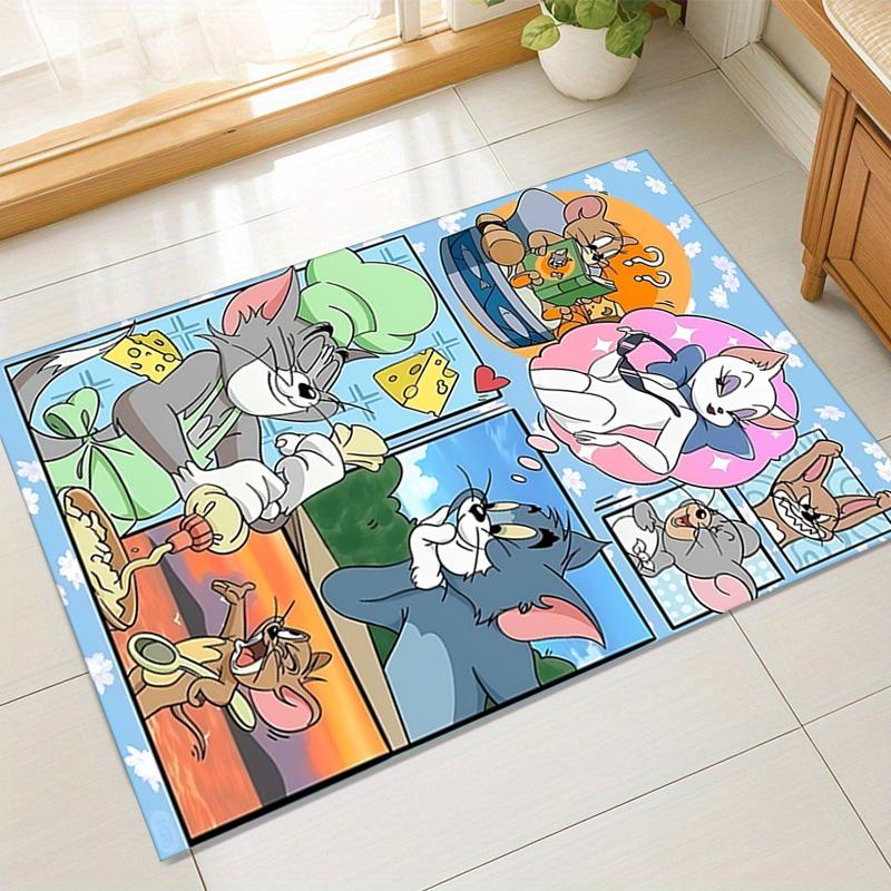 Tom Jerry'S Day Off Carpet For Playroom Bedroom Living Room Sofa Home Decorkids Game Area Rug Nonslip Floor Mat