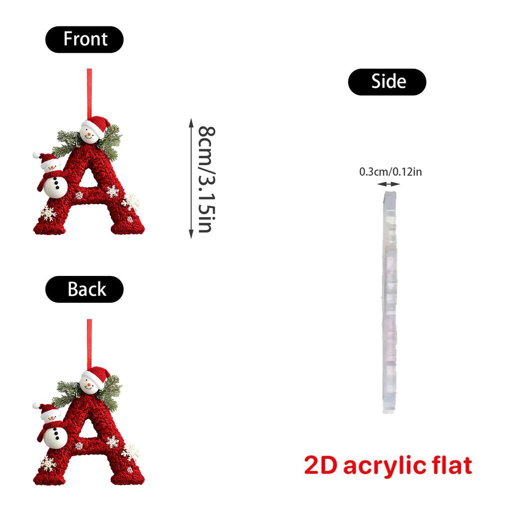 2D 26 Letter  Christmas Ornaments Acrylic Flat Christmas Tree Home Decorations Ornaments