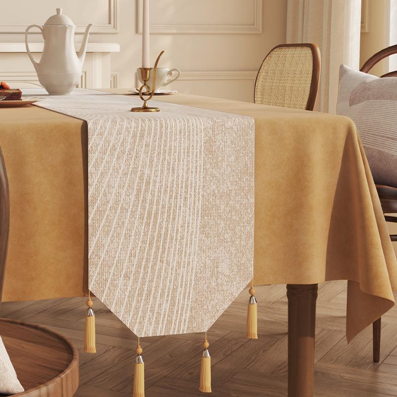 Cotton And Linen Tea Table Mat Tassel Lace Cover Chinese Traditional Table Runner Home Decor TV Cabinet Table Runners