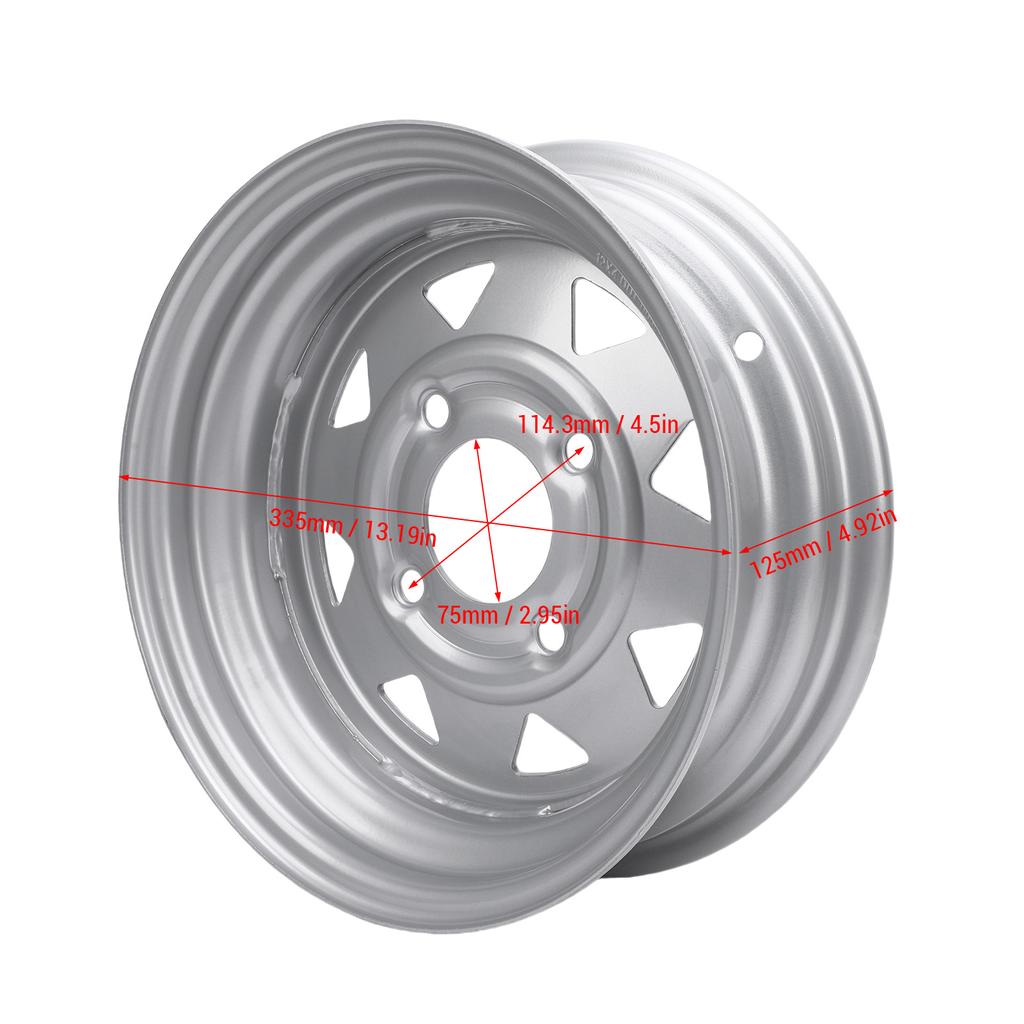 Trailer Wheel Rim 12 Inch Silver Color 12x4 4-114.3 Trailer Wheel Rim Replacement for Cargo Boat