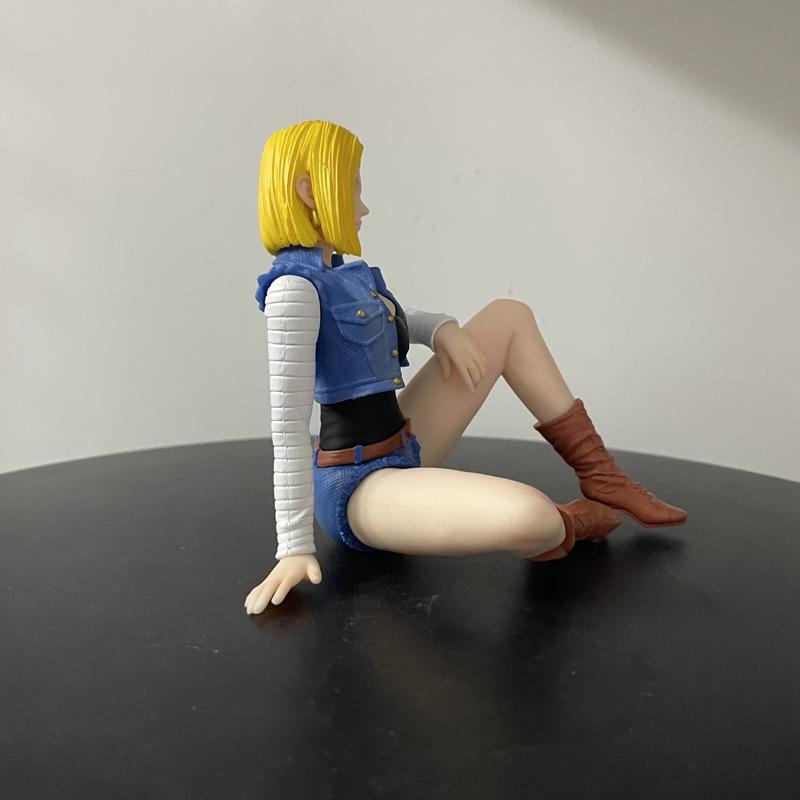11cm Anime Dragon Ball Z Android 18 Sitting PVC Action Figure Toys Collection Model Gift
