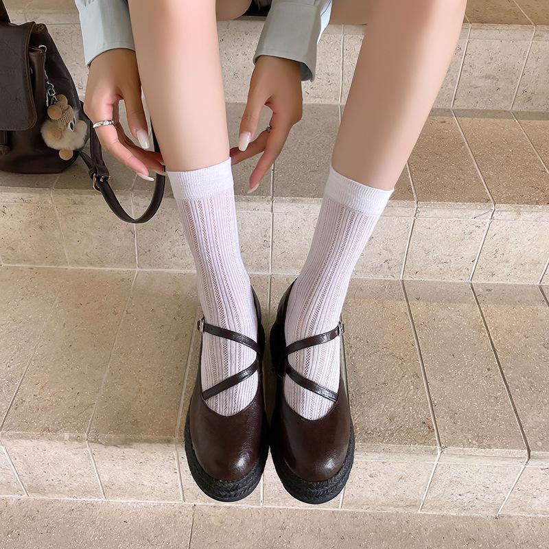 Autumn height increase Mary Jane shoes women's round head Mori women's muffin shallow mouth single shoes casual small wedge heel women's shoes