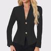 Damen Casual Einfarbig Slim Fit Zwei-Knopf-Kragen mit fehlenden Ecken Langärmliger Sakko