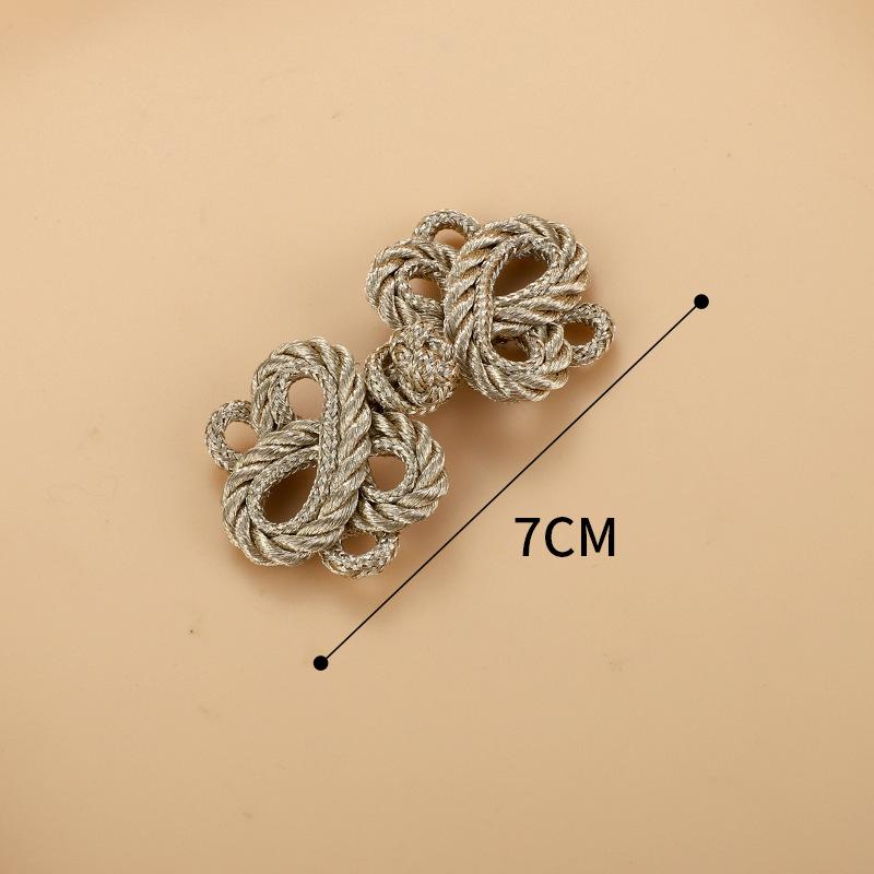 Chinese Style Handmade Woven Gold & Silver Thread Frog Buttons for Qipao Hanfu Tang Suit