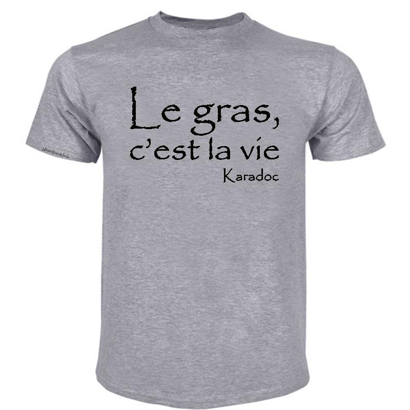 mens cotton tshirt summer man t-shirt Men'S Kaamelott Karadoc Le Gras C'Est La Vie Black Casual T Shirt brand top tees