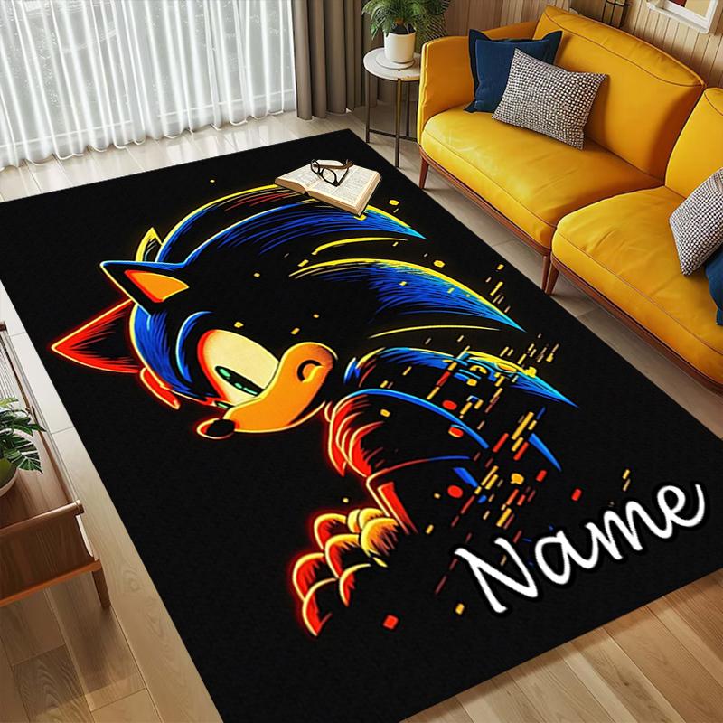Personalized Name Shadow Sonic Living Room Non-Slip Area Rug Soft Carpet for Bedroom Playroom Sofa Office Home Decor Doormat