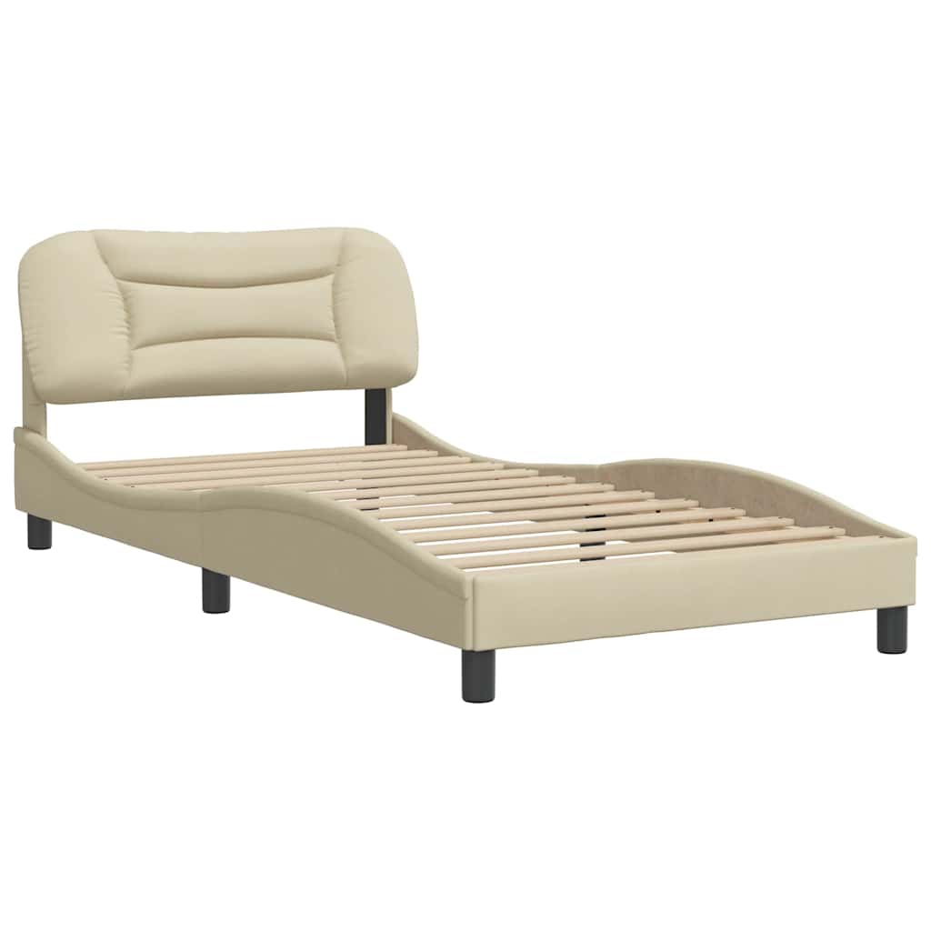 Bed Frame Without Mattress Hvar Cream 100x200 Cm Fabric