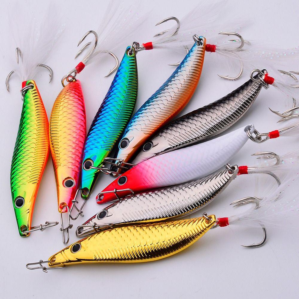 

с перьевым крючком Metal VIB Leech Spinners Spoon Lures Night Fishing Tackle 15g-color f