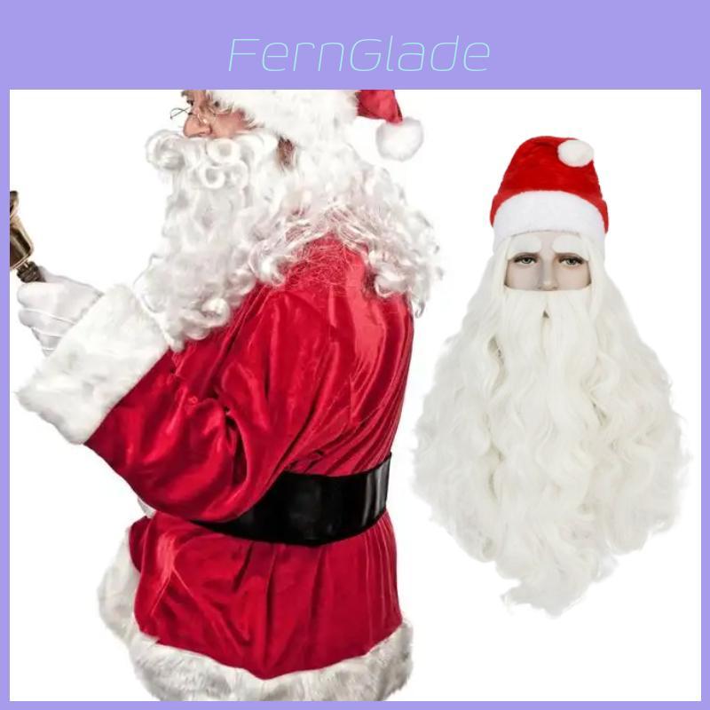 Christmas Santa Wig And Beard Set For Men With Long White Hair For Holiday Party Costumes