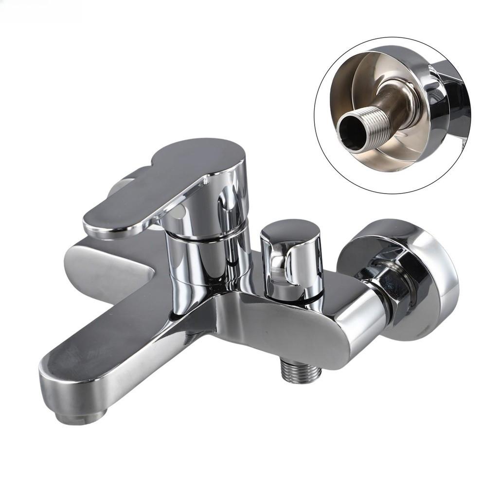 Household Dual Control Shower Faucet Silver Hot and Cold Water Mixer Bathroom Brass Bathtub Tap