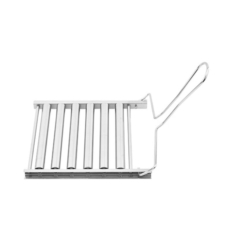Hot Dog Roller BBQ Hot Dog Grillers Stainless Steel Sausage Roller Rack with Comfort Handle Barbecue Hot Dog Rack