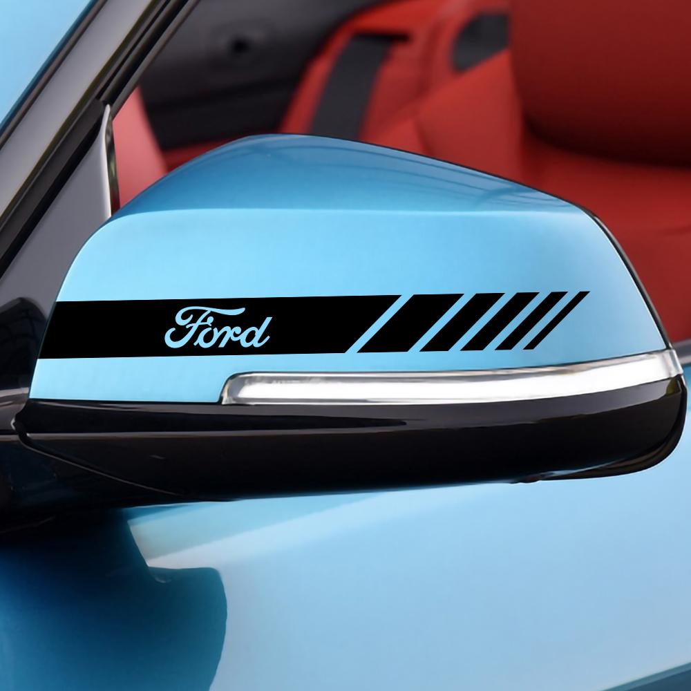 2Pcs Car Rearview Mirror Badge Side Body Stickers Auto Valve Cap For Ford Fiesta Fusion Explorer Escape Edge Kuga Mustang TaurusLZ7
