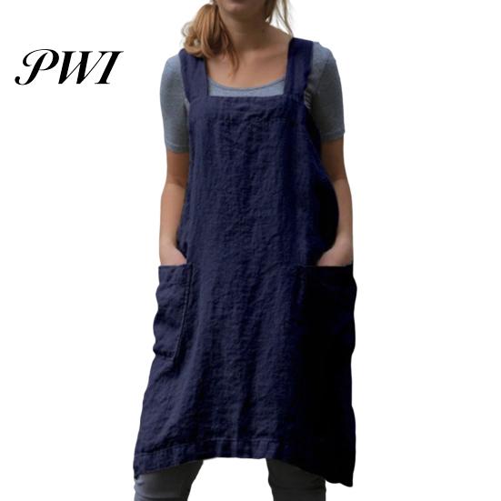 Washable Cooking Apron Solid Color Crisscross Back with Pockets Garden Fine Workmanship Baking Accessories